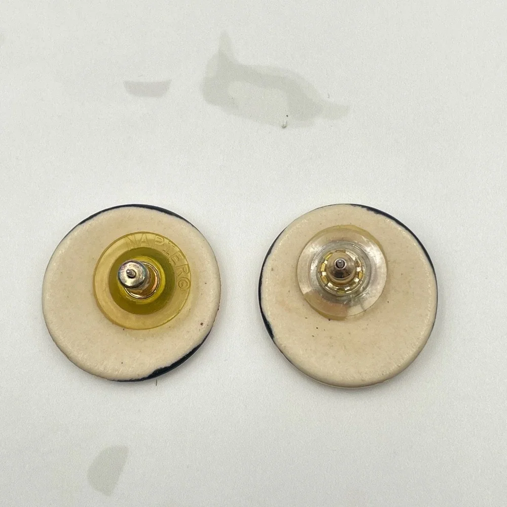 Vintage VTG Gold Tone‎ Dangle Earrings Long Bar Clear Stone Evil Eye Teardrop